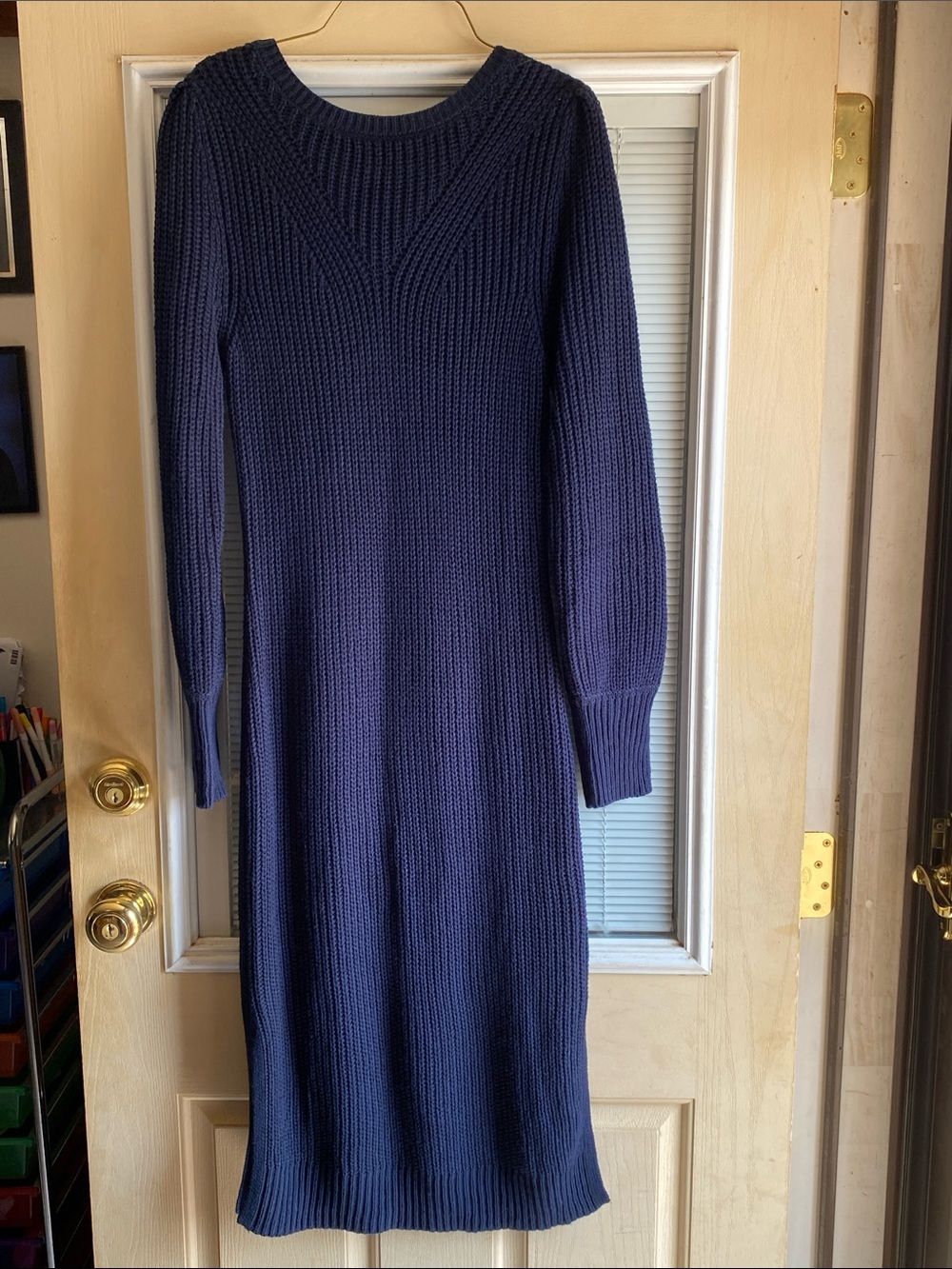 Maurices Navy Ribbed Long Sleeve Knit Midi Dress
